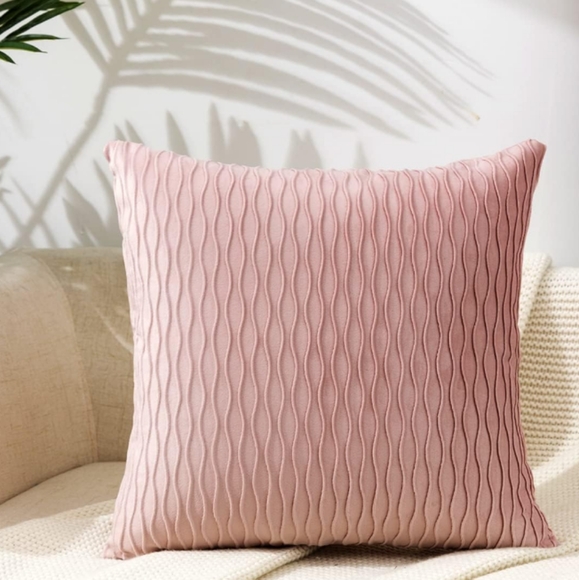 XL Set 2 Petal Pink Soft Ripple Corduroy Velvet Pillow Covers Throw Pillows New - Picture 7 of 12